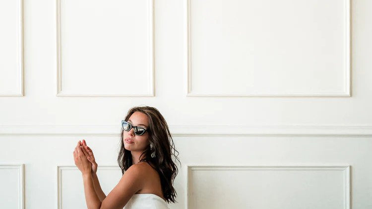 model wearing a bride after-party outfit