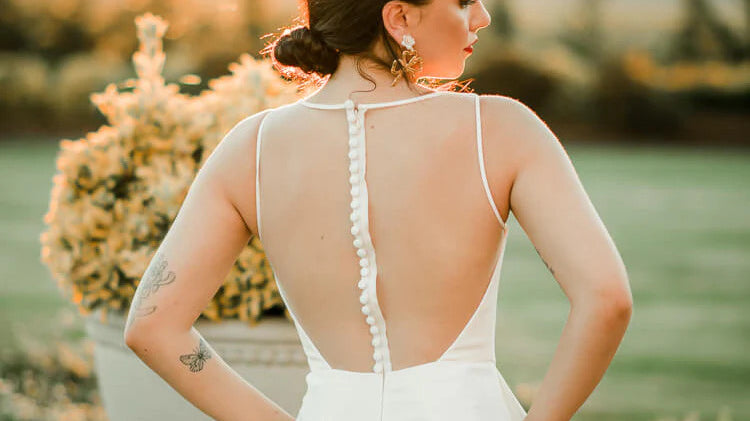 model wearing elopement outfit