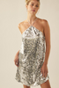 Pippa Silver Sequin Halter Mini Dress