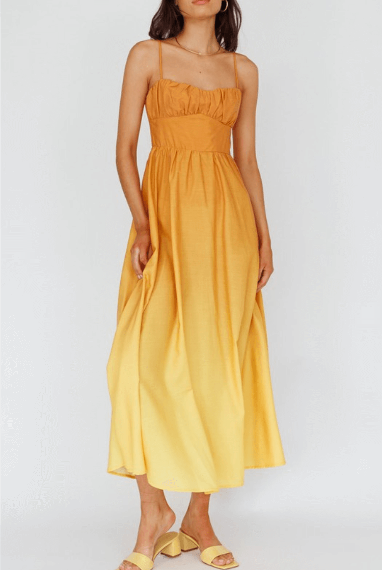 orange ombre midi dress for vacation