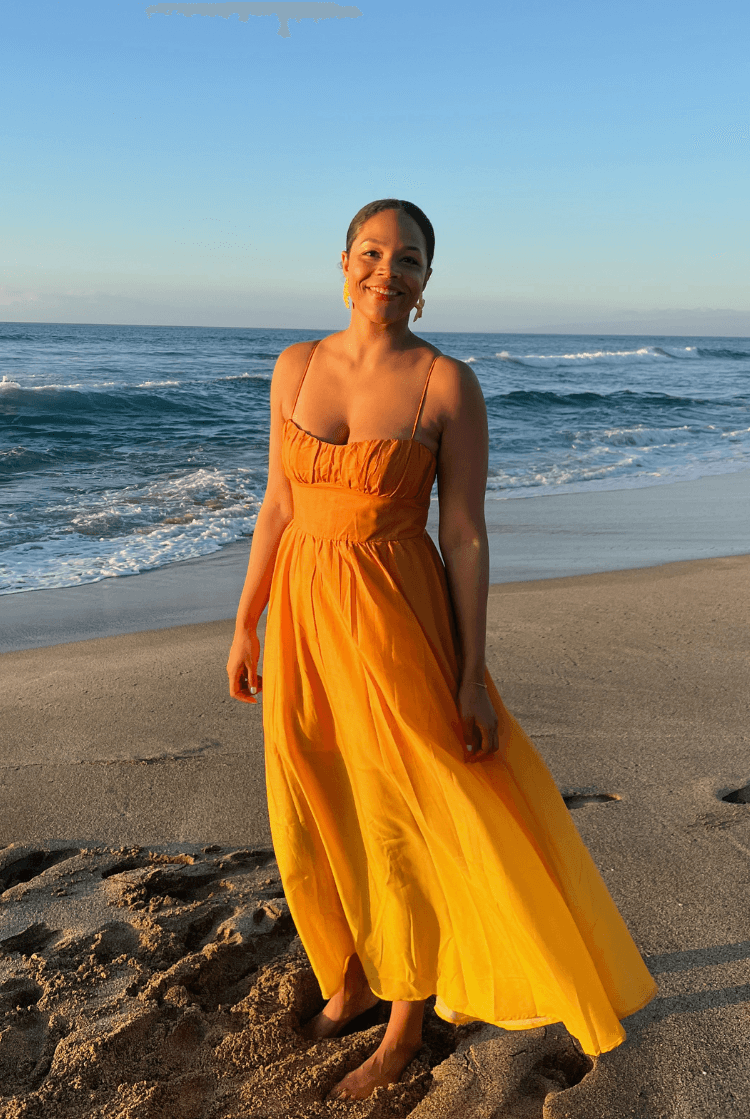 orange ombre midi dress for vacation