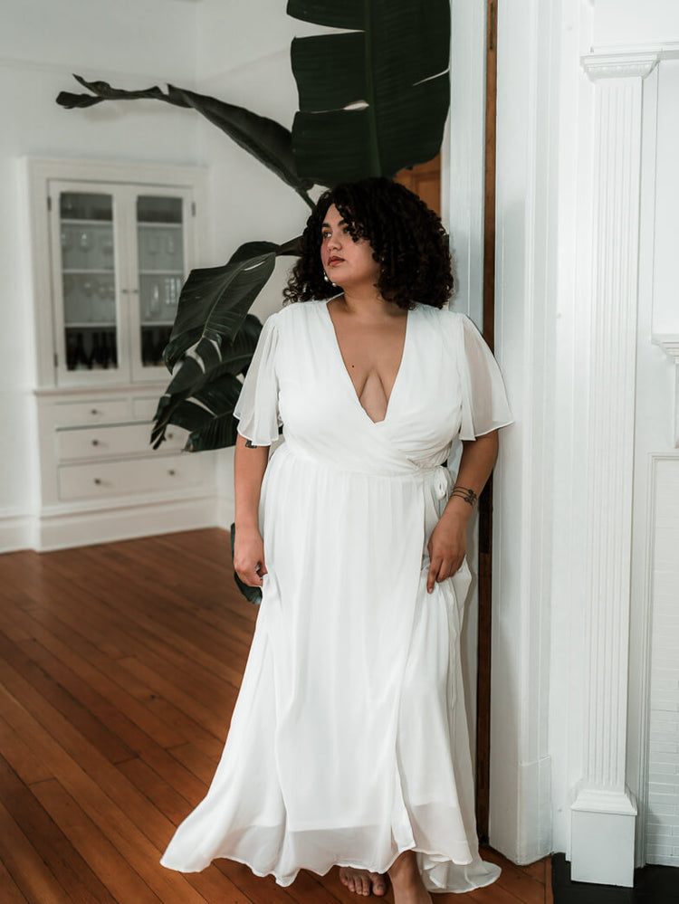 Kyla White Plus Size Wrap Dress