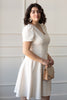 cream cap sleeve v-neck a-line knee length dress from Gal Meets Glam, bridal plus