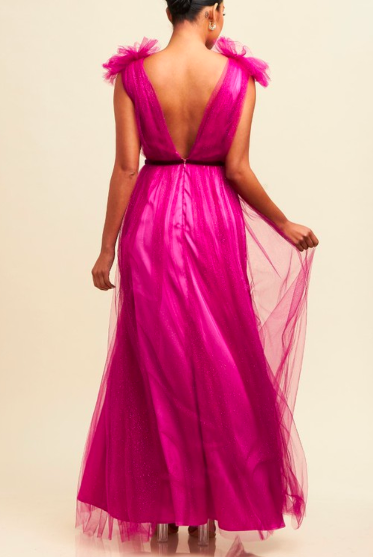 alessia magenta tulle gown