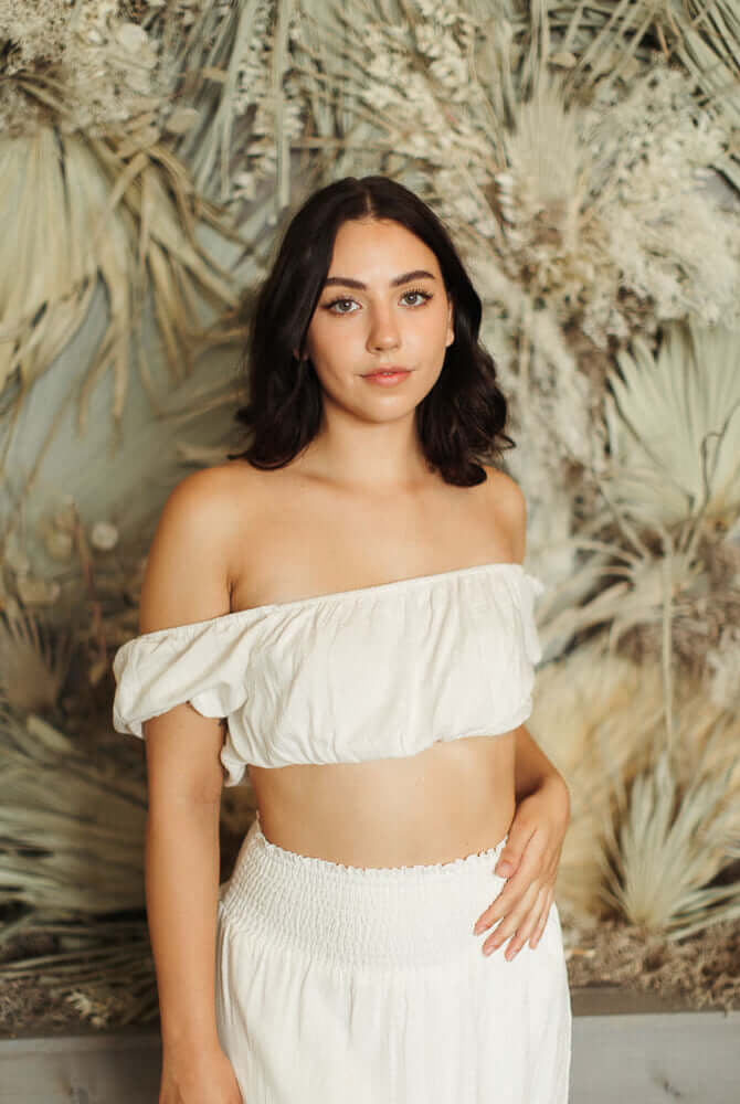 cream two piece set, white vacation set, honeymoon white set, honeymoon skirt set