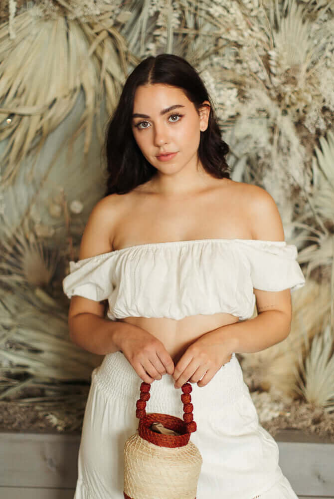 cream two piece set, white vacation set, honeymoon white set, honeymoon skirt set