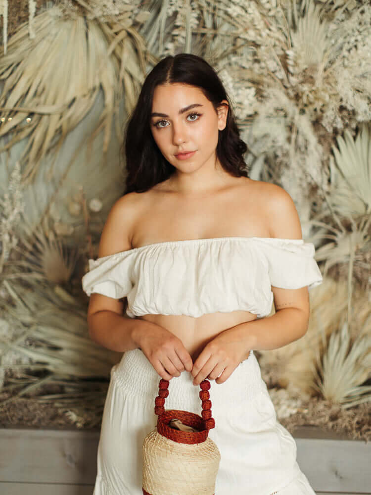 cream two piece set, white vacation set, honeymoon white set, honeymoon skirt set