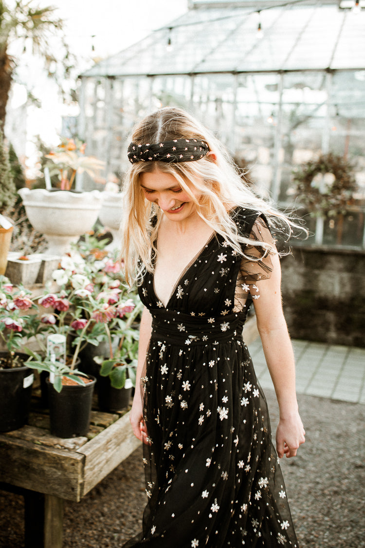Starry Eyed Sequin Star Mesh Maxi