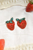 strawberry studs, strawberry earrings, beaded strawberry earrings, strawberry summer statement earrings