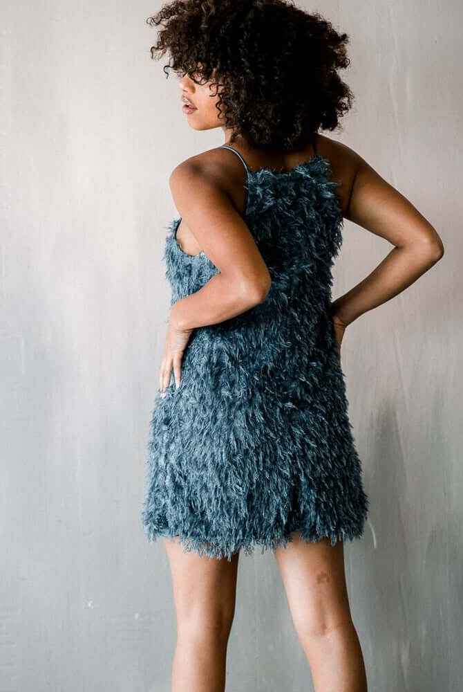 blue fringe mini, blue cocktail dress, blue feather mini dress, feather mini dress, blue feather mini cocktail dress, cult gaia lookalike, feather party dress