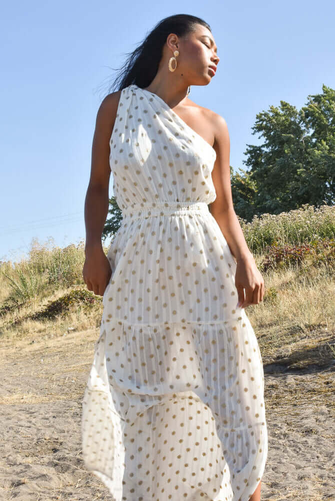 sundress ellyn dubai coconut dress from sundress, white one shoulder maxi dress