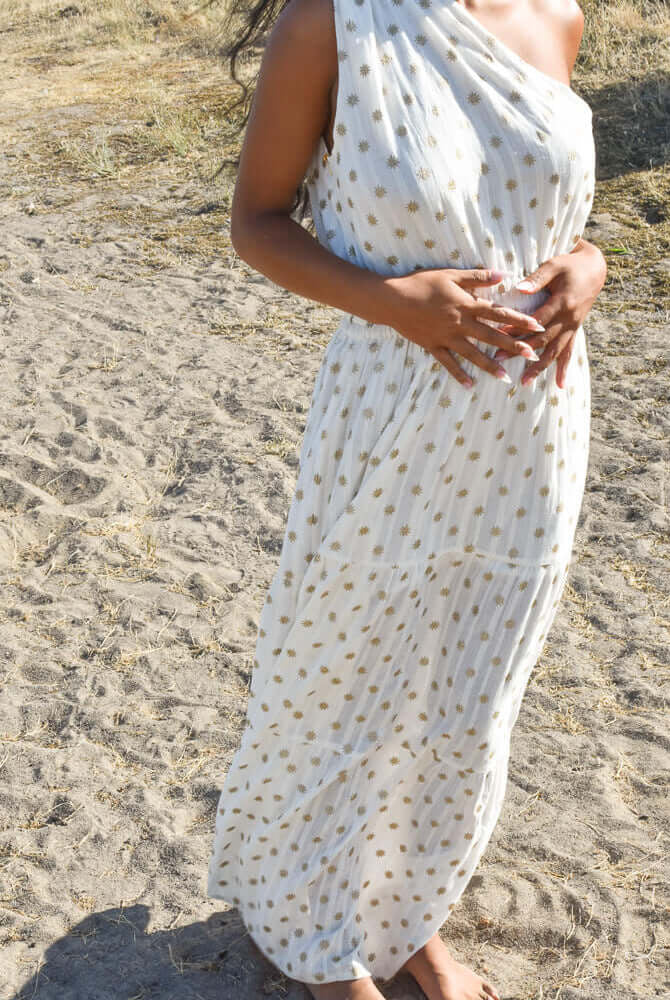 sundress ellyn dubai coconut dress from sundress, white one shoulder maxi dress