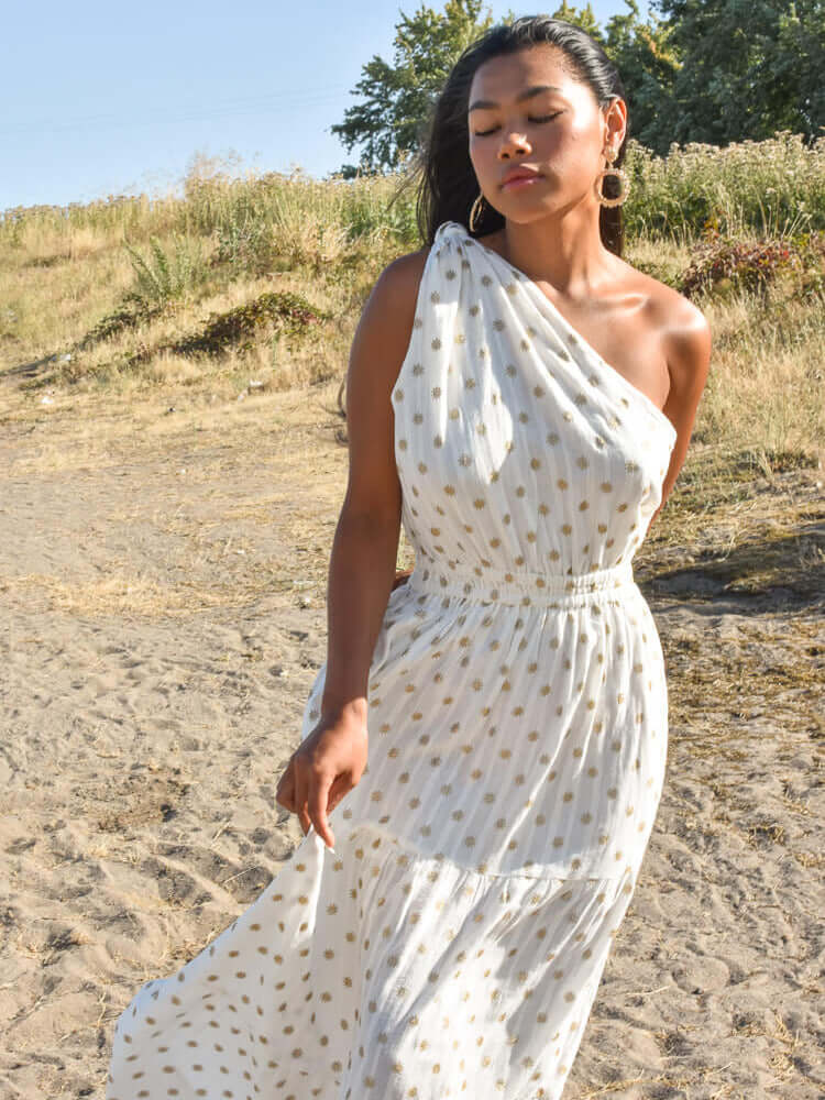 sundress ellyn dubai coconut dress from sundress, white one shoulder maxi dress