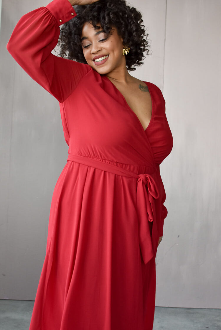 plus size red maxi dress, plus size wrap dress, plus size red dress