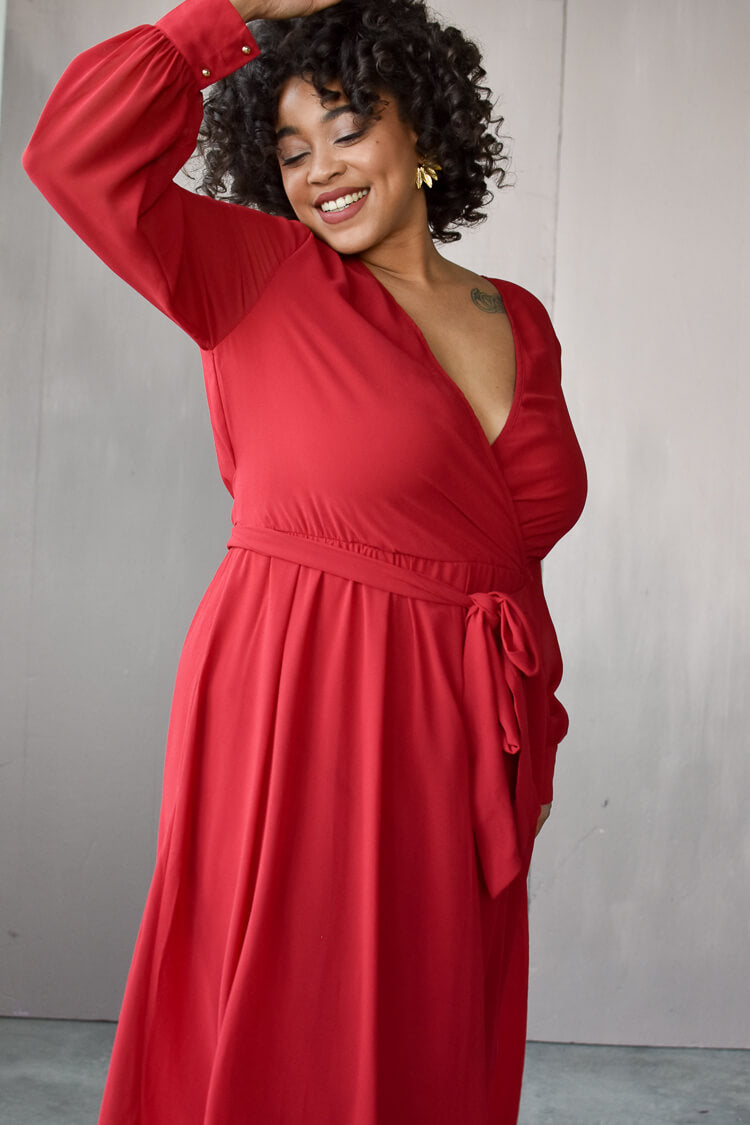 plus size red maxi dress, plus size wrap dress, plus size red dress