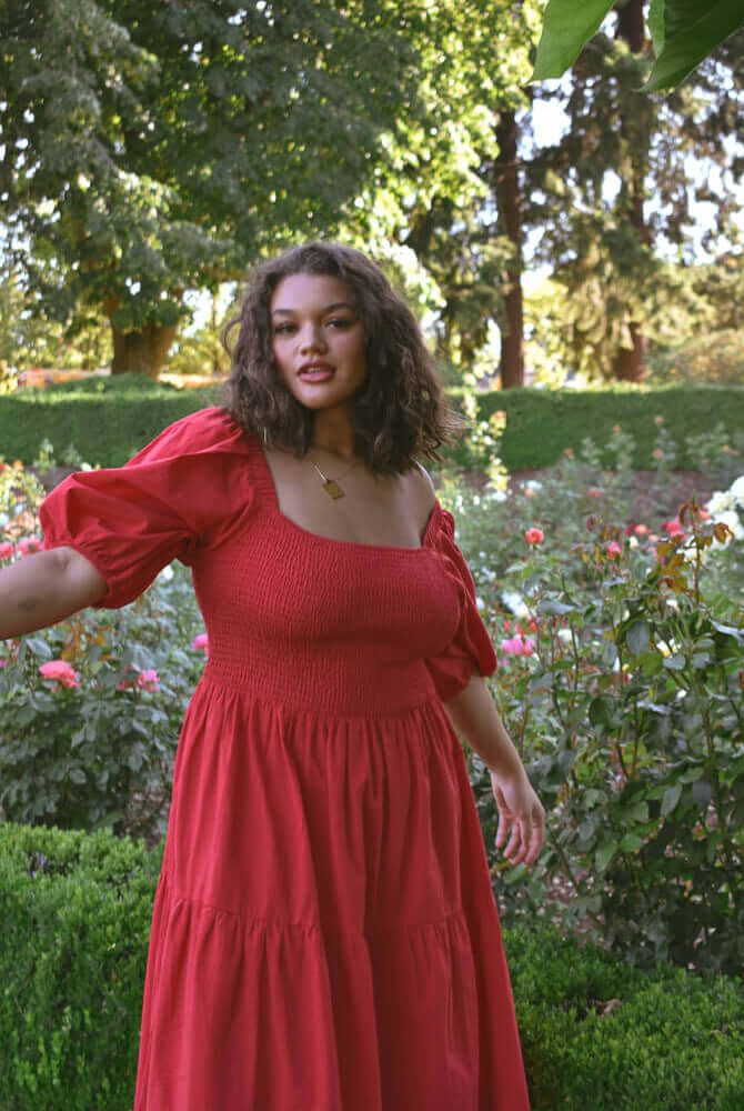 plus size red dress, red dresses for plus size women, plus size puff sleeve dress