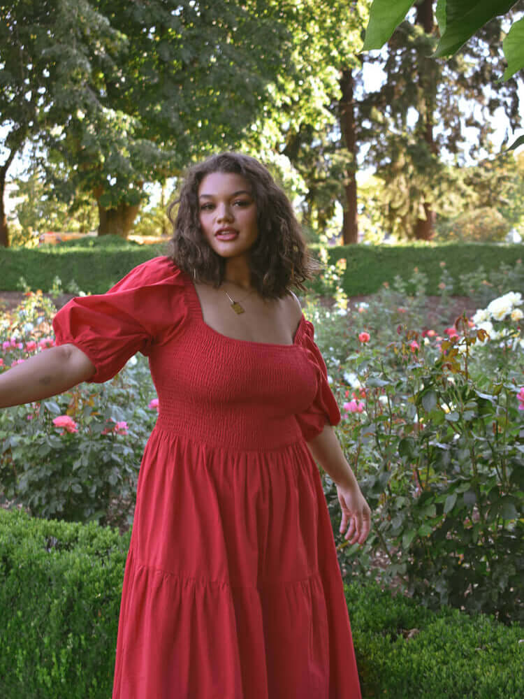 plus size red dress, red dresses for plus size women, plus size puff sleeve dress