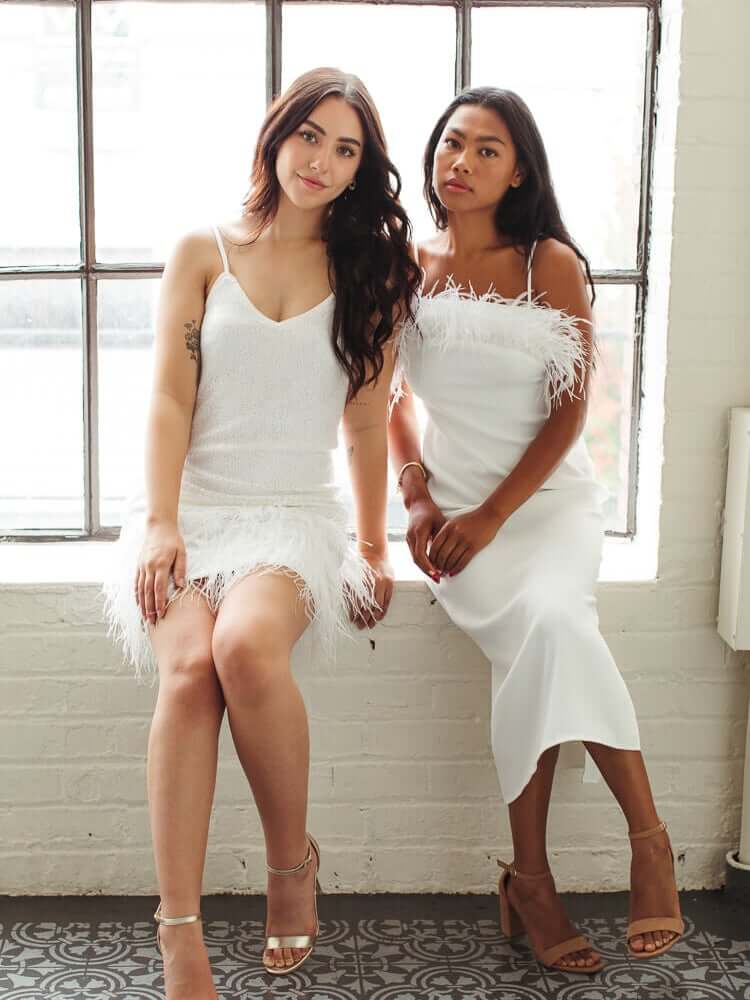 white sequin mini dress with feathers, wedding after party dress, short white dress, white sequin mini dress