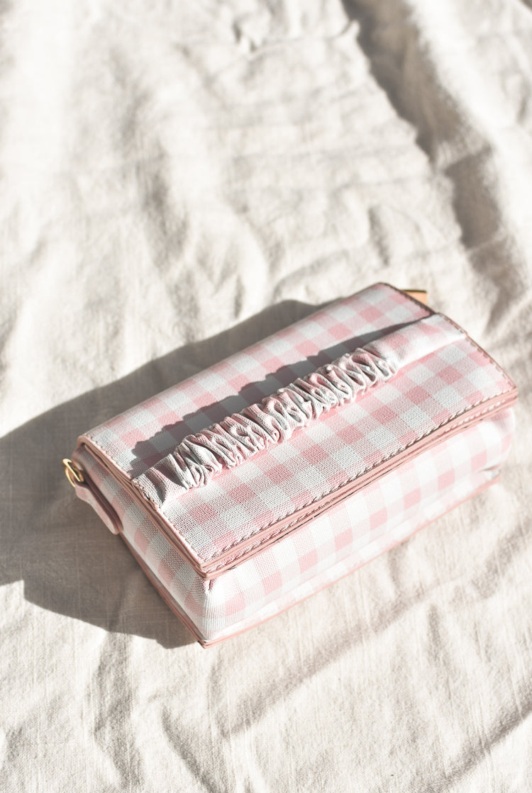gingham clutches, pink gingham clutch, black gingham clutch