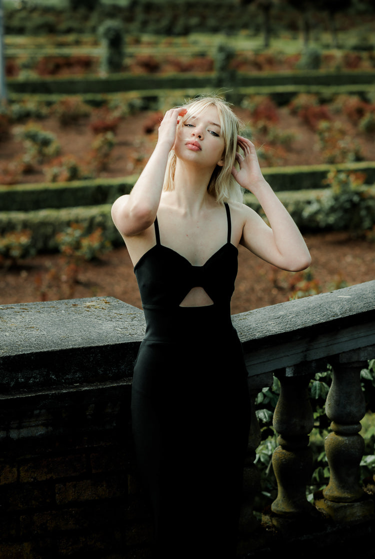 RachelKnitMidiDressBlackElliatt, rachel elliatt dress, black tie wedding guest dress