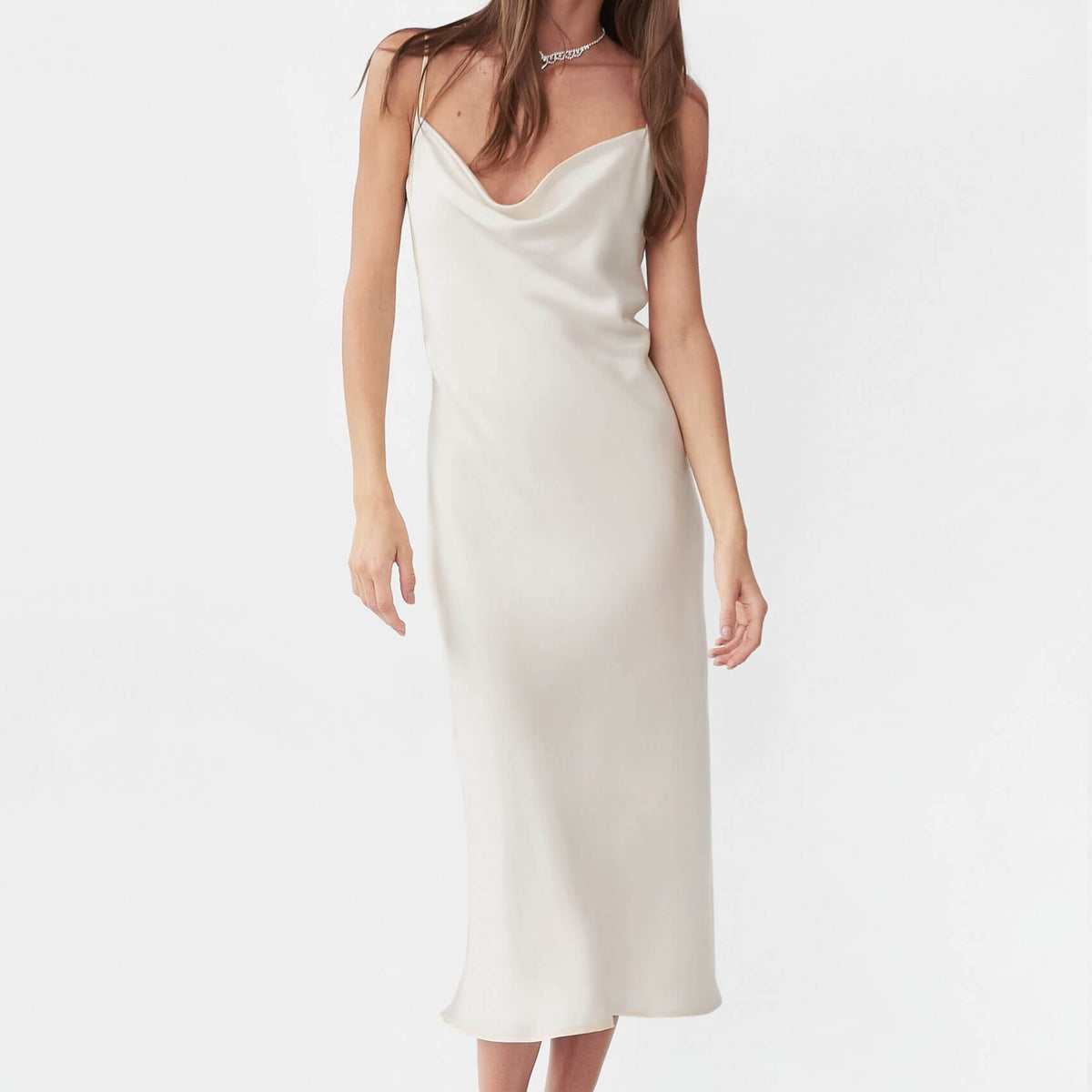 90s silk slip dress Silk 90's Style White Slip Dress XL