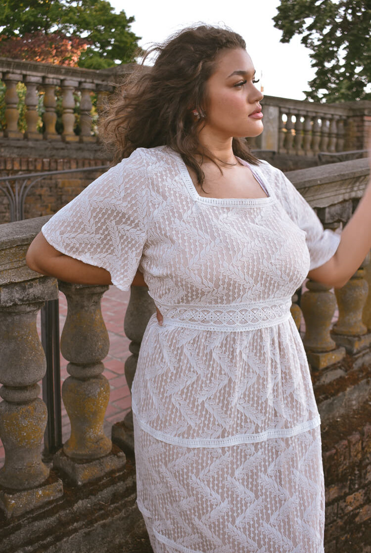 plus size bridal shower dress, plus size lace column dress, plus size lace midi dress