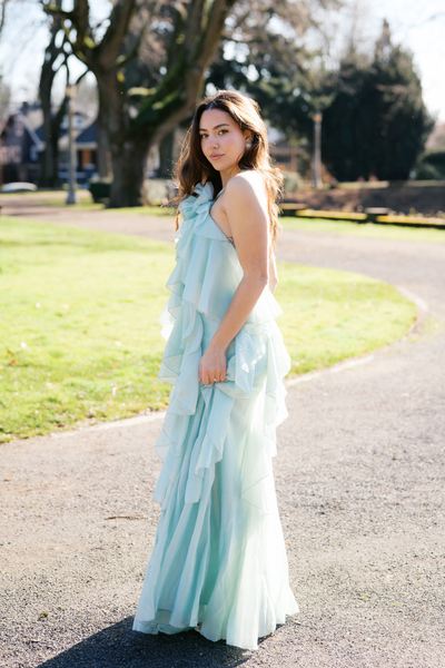 seafoam season pocketed tiered maxi dress Pre-Order - Amal Tiered Ruffle Maxi Dress - Seafoam Green