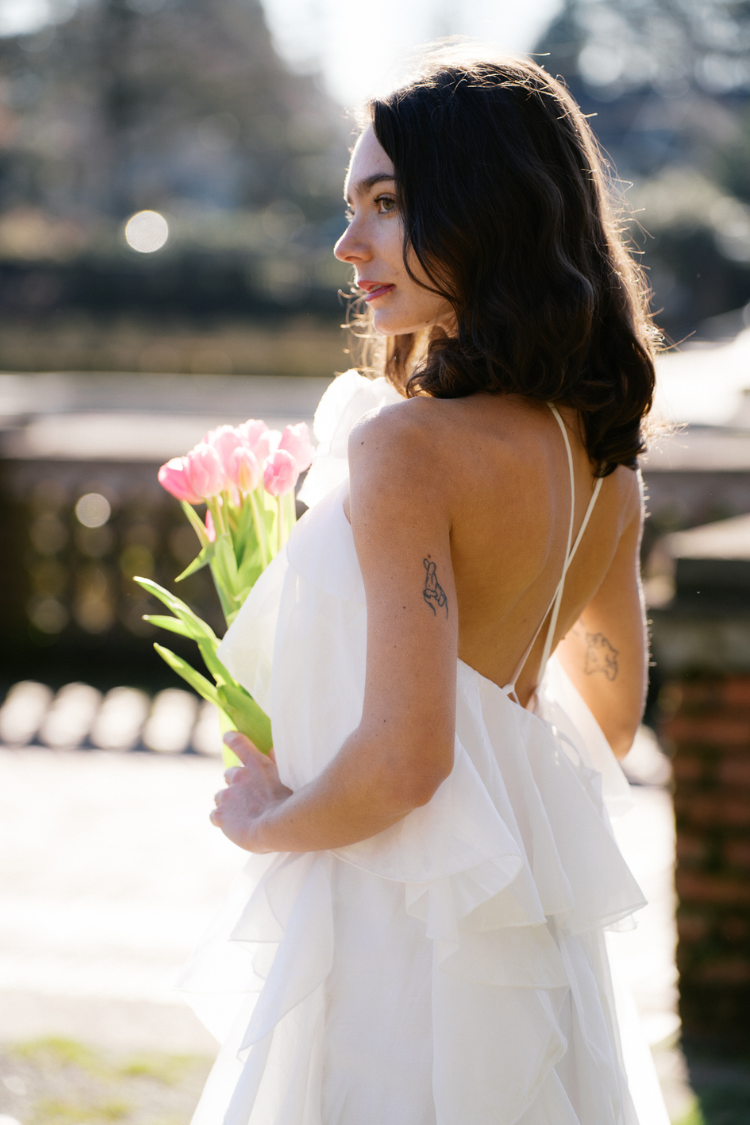 bridal shower maxi dress White Ruffle Maxi Dress for Bride