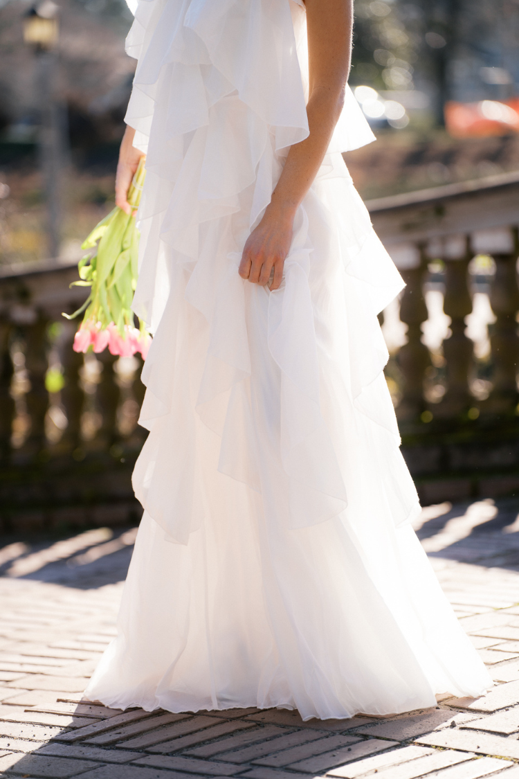 long white engagement dresses White Ruffle Maxi Dress for Bride