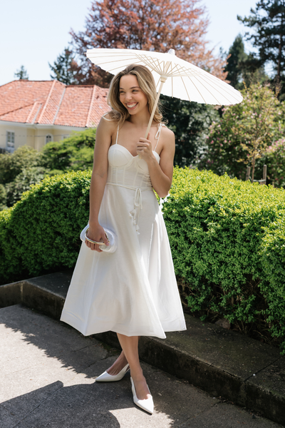 Chiara White Bustier-Style Midi Dress S Chiara White Bustier-Style Midi Dress S