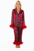 Danica Tartan Feather Trim Pajama Set