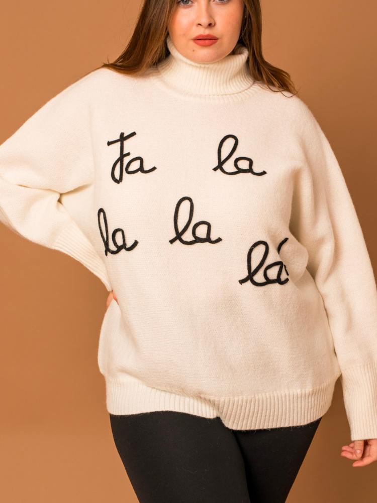 falala white turtleneck sweater in regular and plus sizes