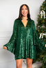 Gayle Long Sleeve Sequin Mini - Jade