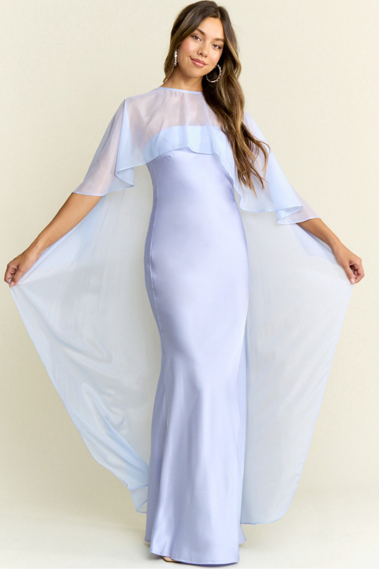 Giselle Blue Silky Maxi Dress