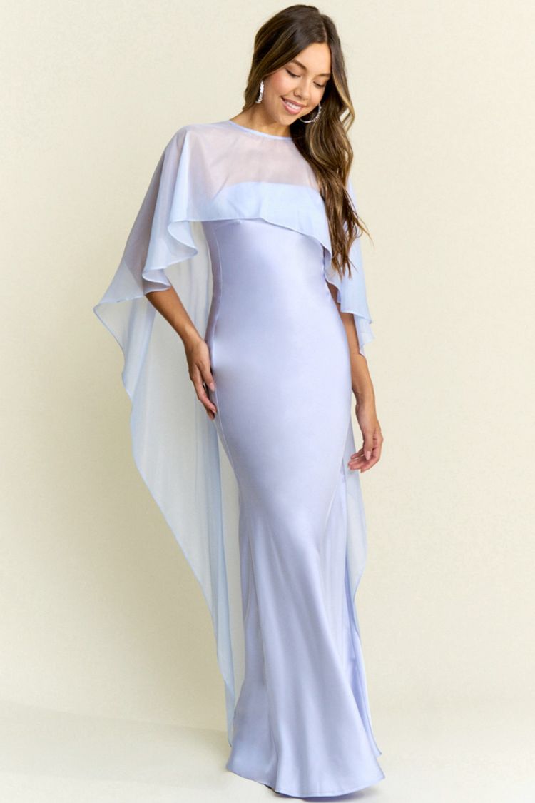 Giselle Blue Silky Maxi Dress