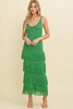 Ischia Green Knit Fringe Maxi Dress