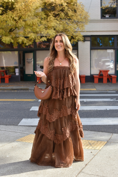 Jardin Lace Ombre Maxi Dress - Chocolate Brown – Confête