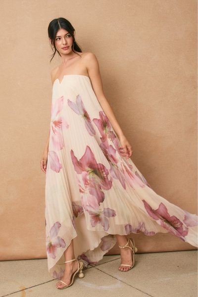 pink pleated dress Moonlit Pleated Maxi Dress