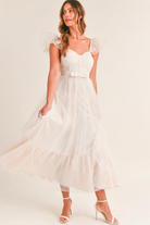 orsay cream midi dress with bow detail for bridal shower