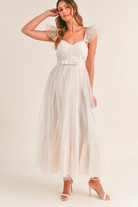 orsay cream midi dress with bow detail for bridal shower