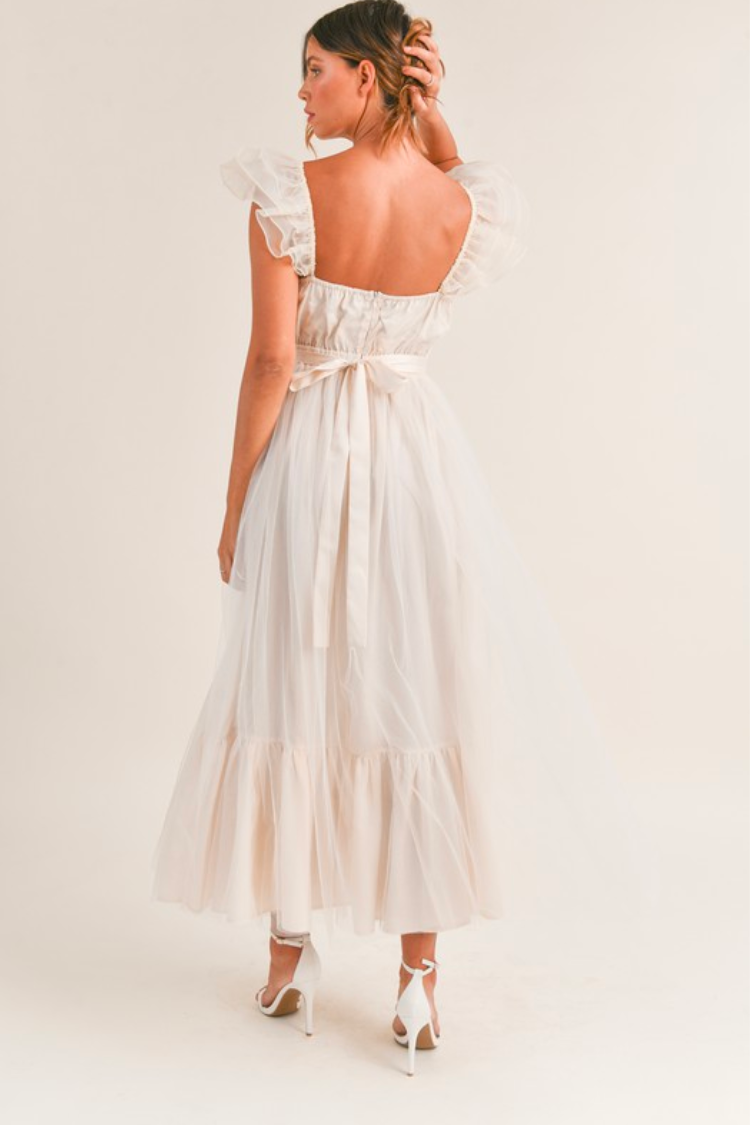 orsay cream midi dress with bow detail for bridal shower