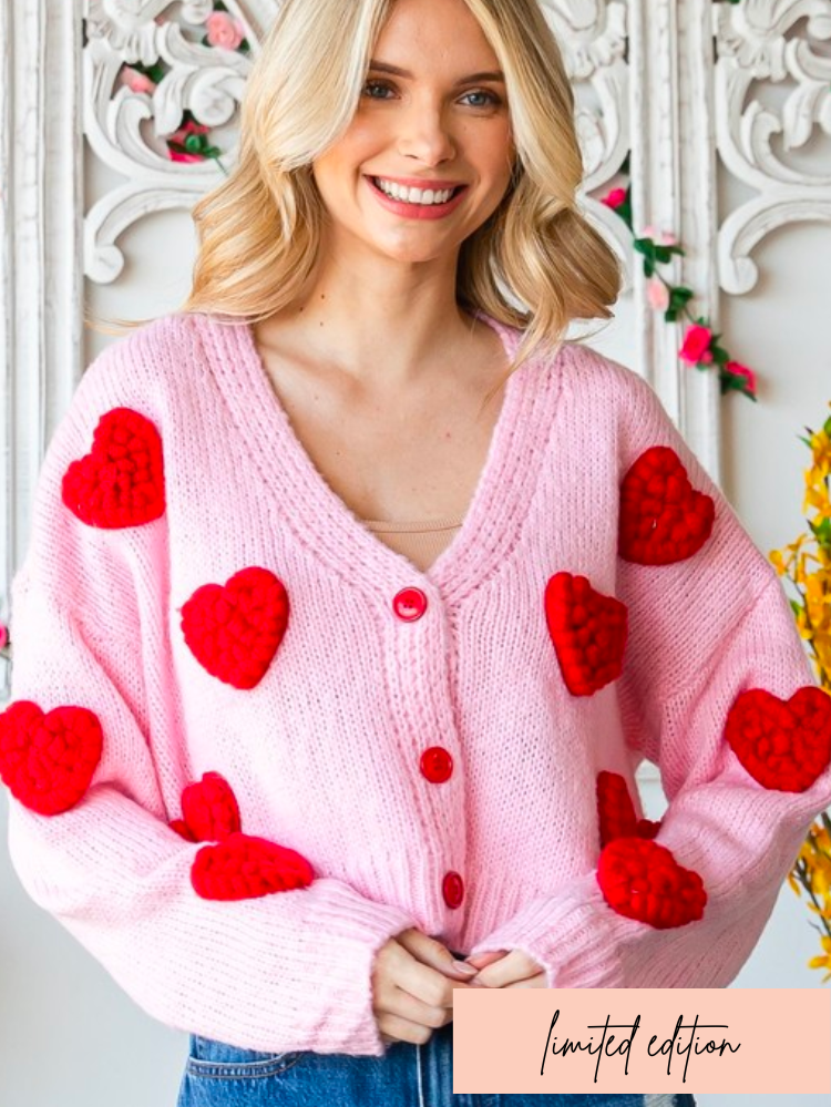 Love is in the Air Heart Cardigan - FINAL SALE