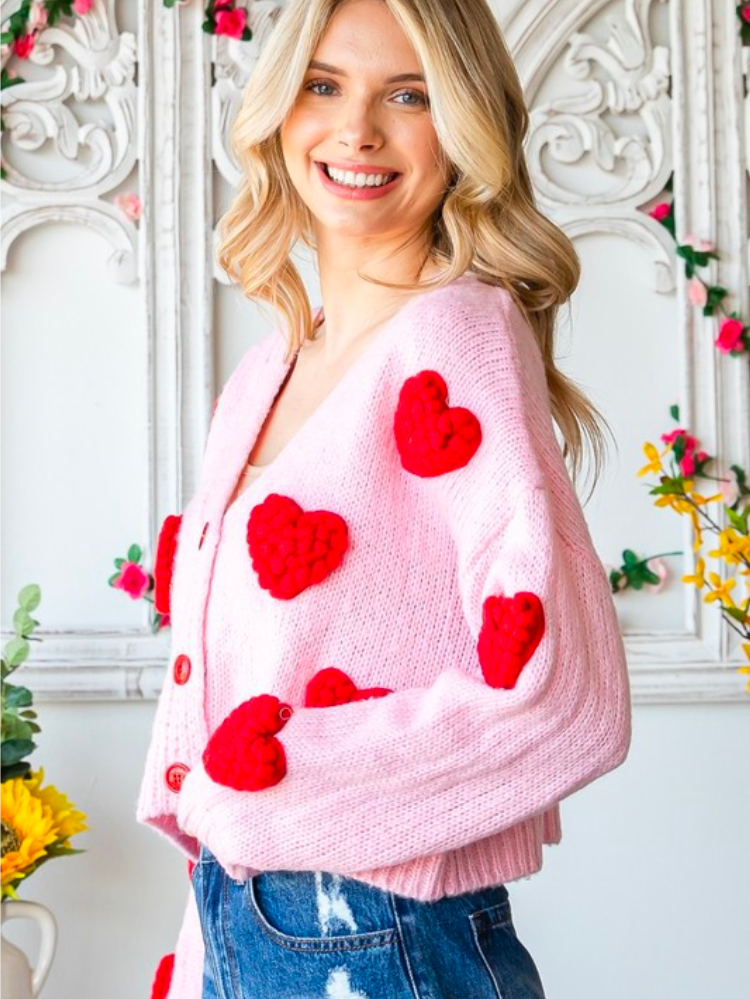 Love is in the Air Heart Cardigan - FINAL SALE