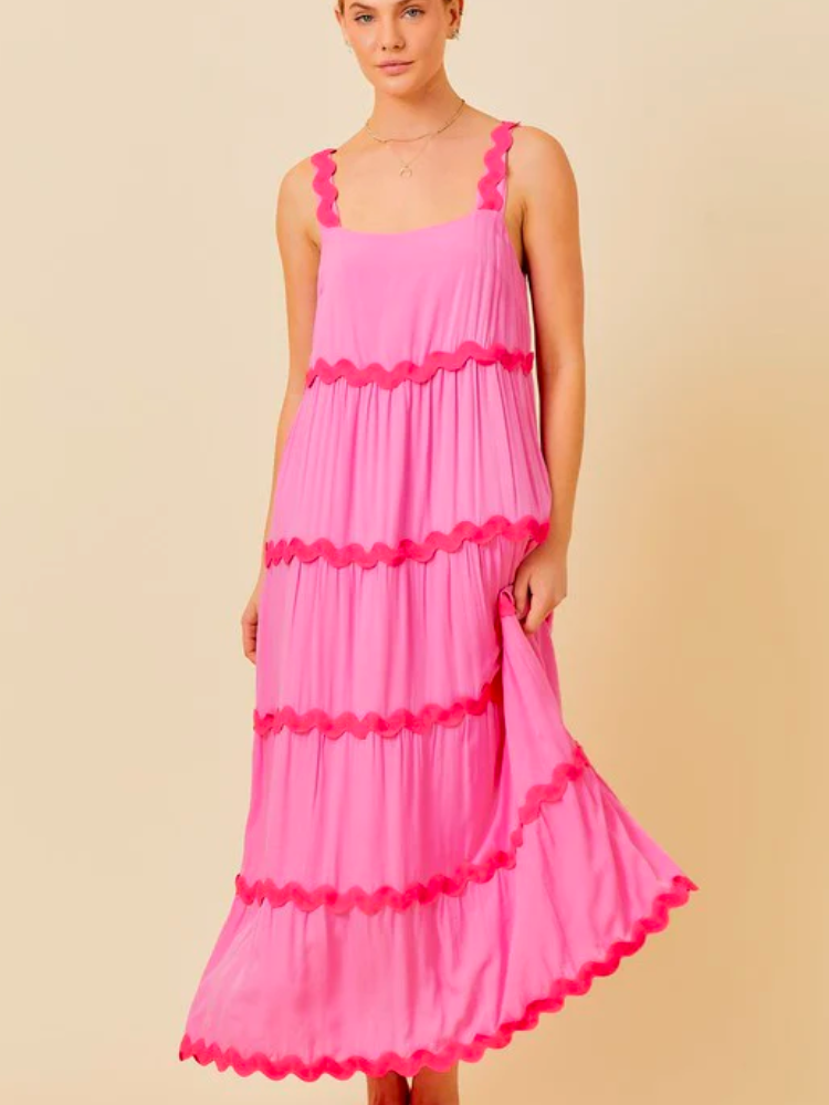 Coco Pink Ric Rac Maxi Dress