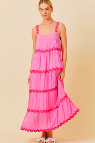 Coco Pink Ric Rac Maxi Dress