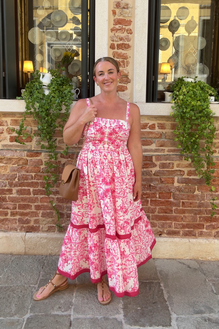 Sicilian Summer Midi Dress L / Pink