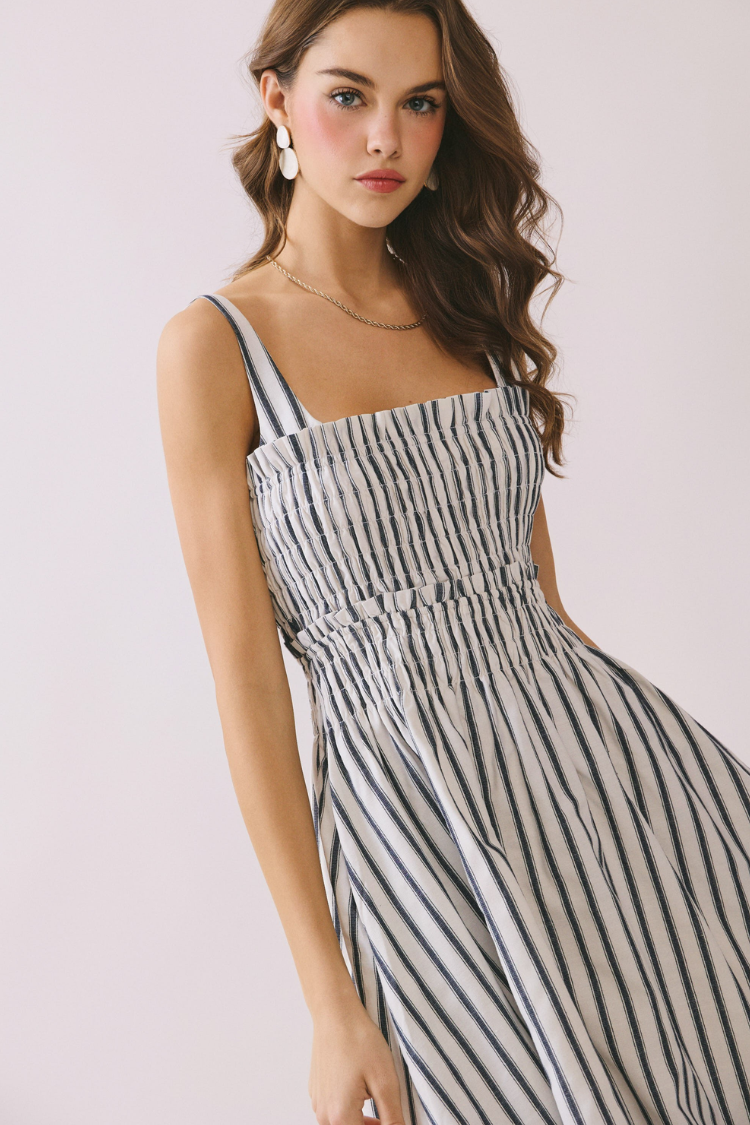 Newport Navy and White Striped Dress L / Multi