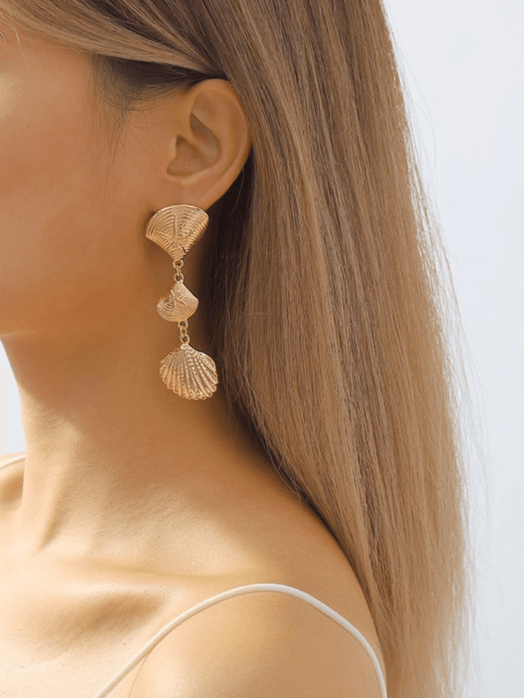 Sea Vibes Gold Shell Drop Earrings