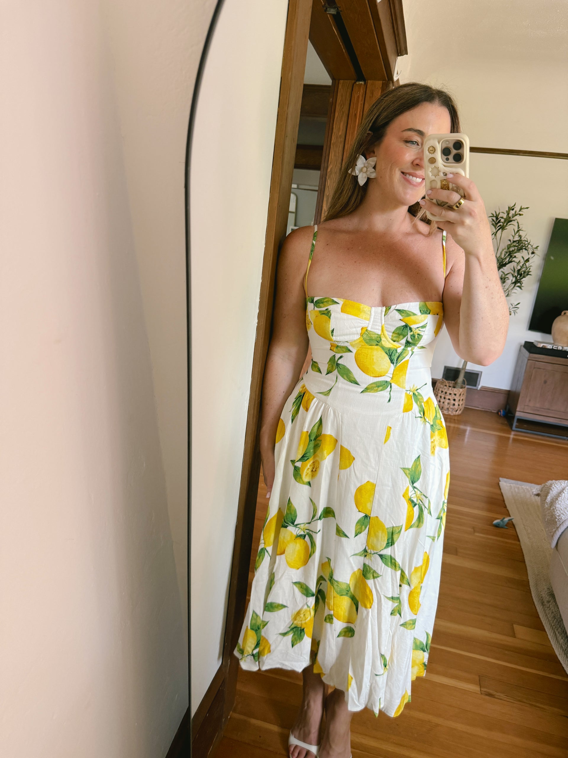 Positano Summer Lemon Midi Dress M / Yellow