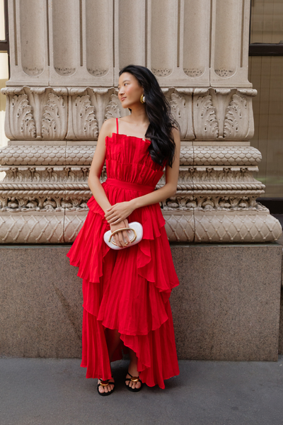 dress 2019 ruffle pleated Valencia Maxi M / Red material-wool 16) 2XL (18) 3XL Amalfi slim-fit suit pants Color:Blue Mist